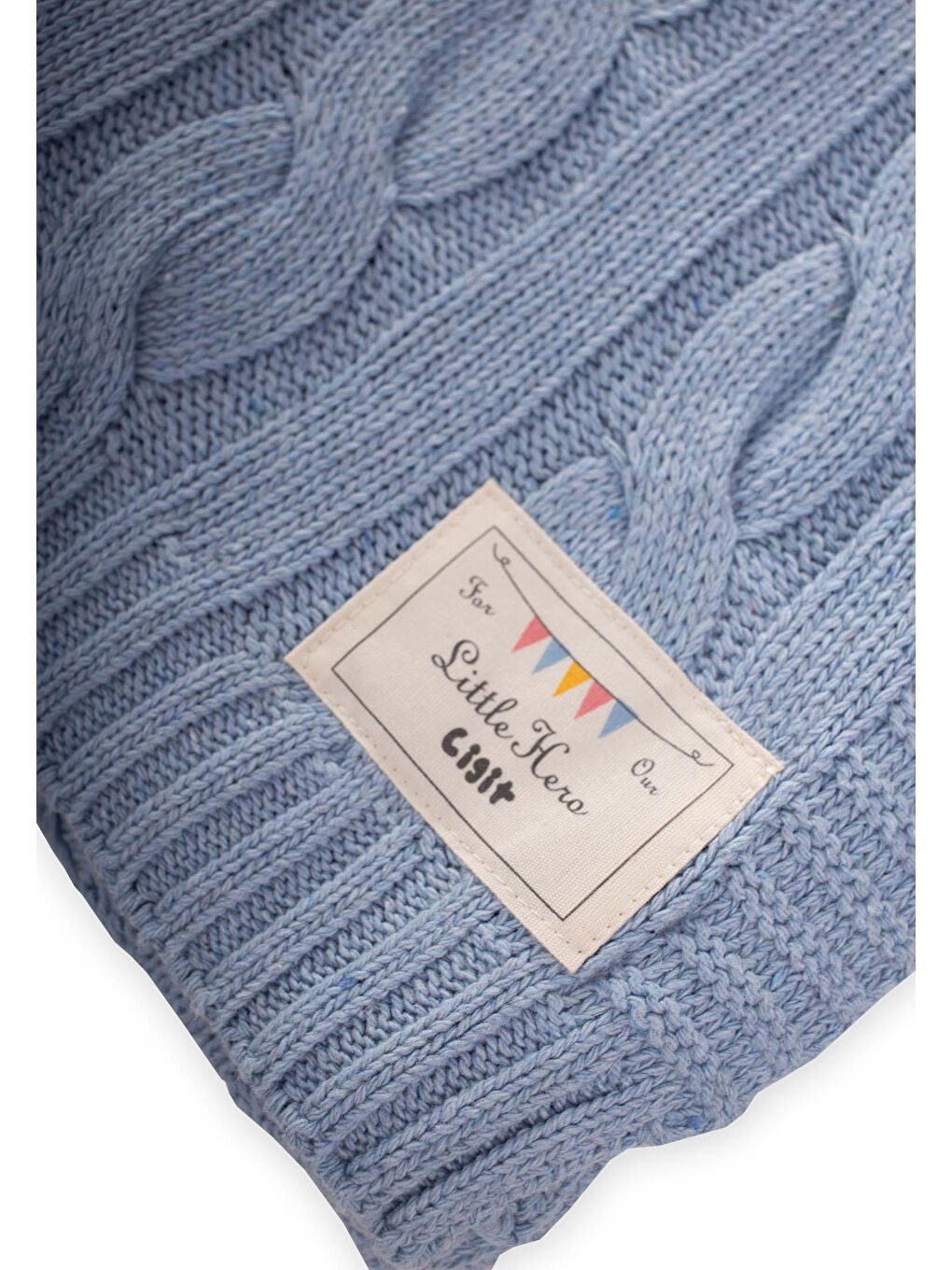 Saç Örgü Triko Battaniye 80X100 Cm (+/-5 Cm) Açık Mavi-2