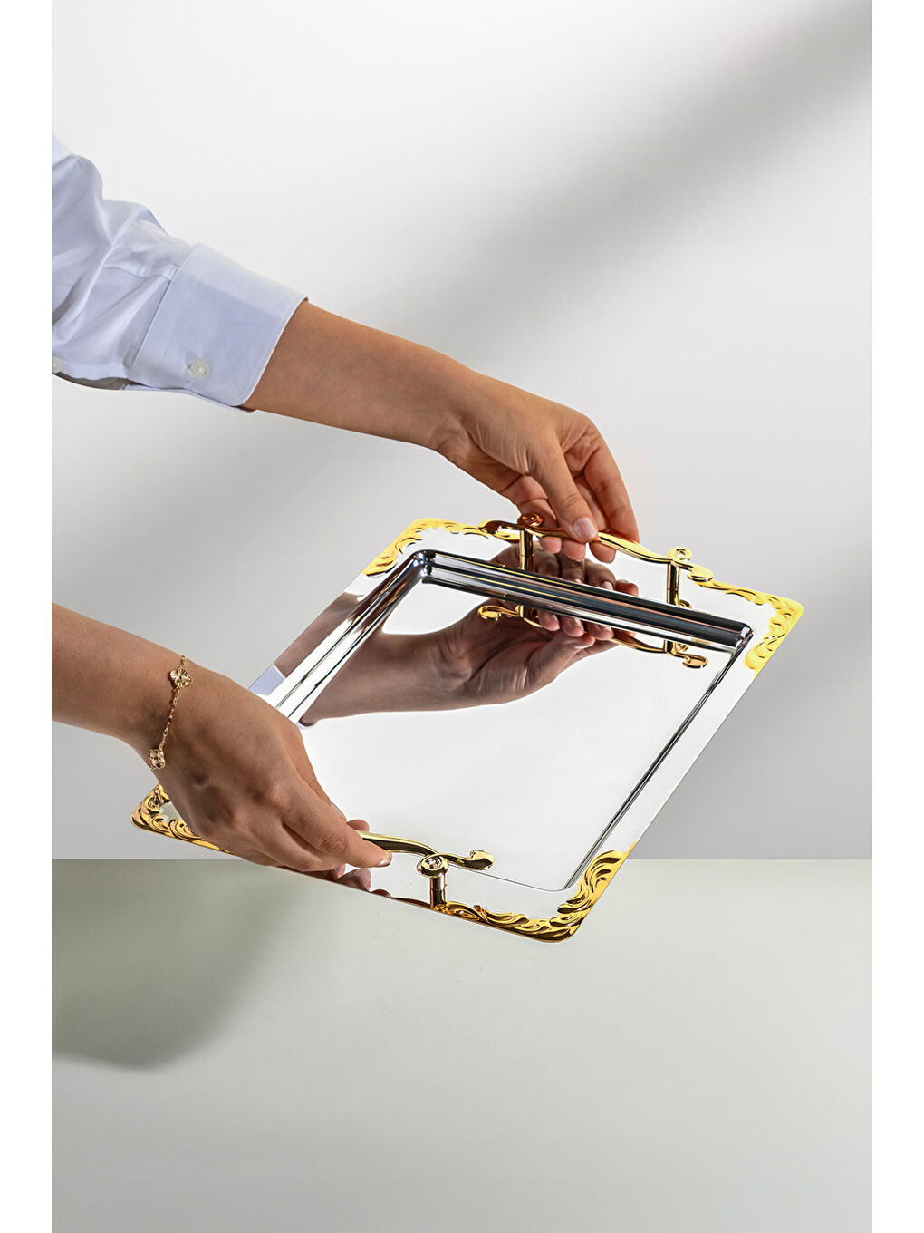 Sarı Lalezar Altın Kahve Tepsisi-2