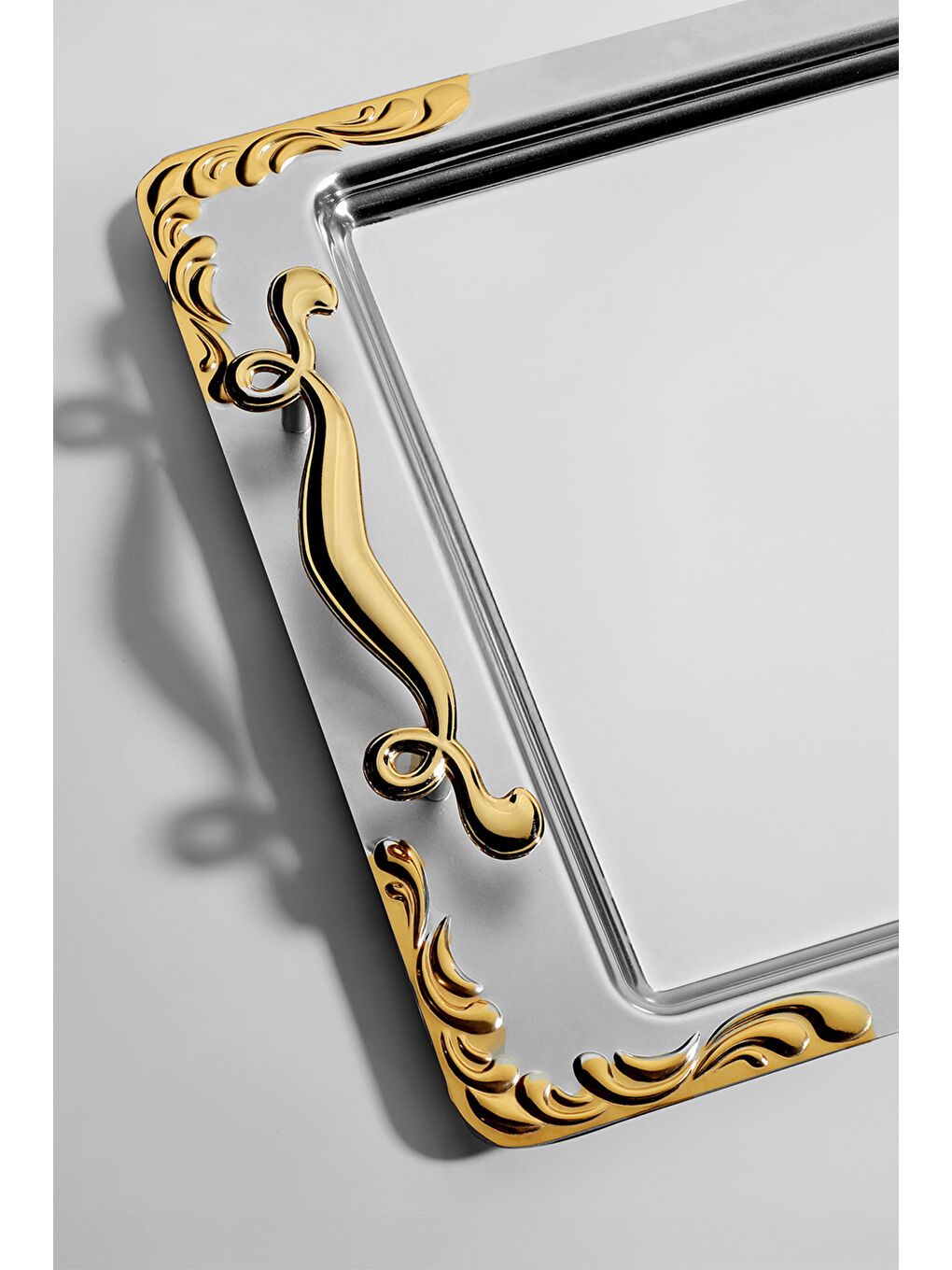 Sarı Lalezar Altın Saten Çelik Kahve Tepsi-1