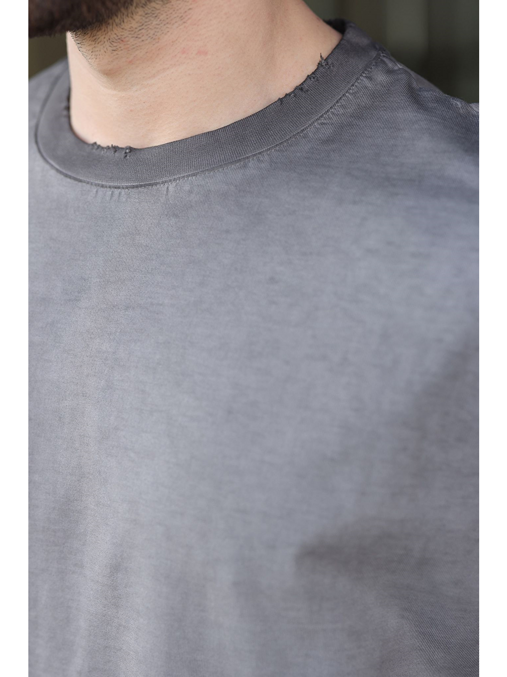 Siyah %100 Pamuklu Bisiklet Yaka Oversize Erkek Tişört E7177-2