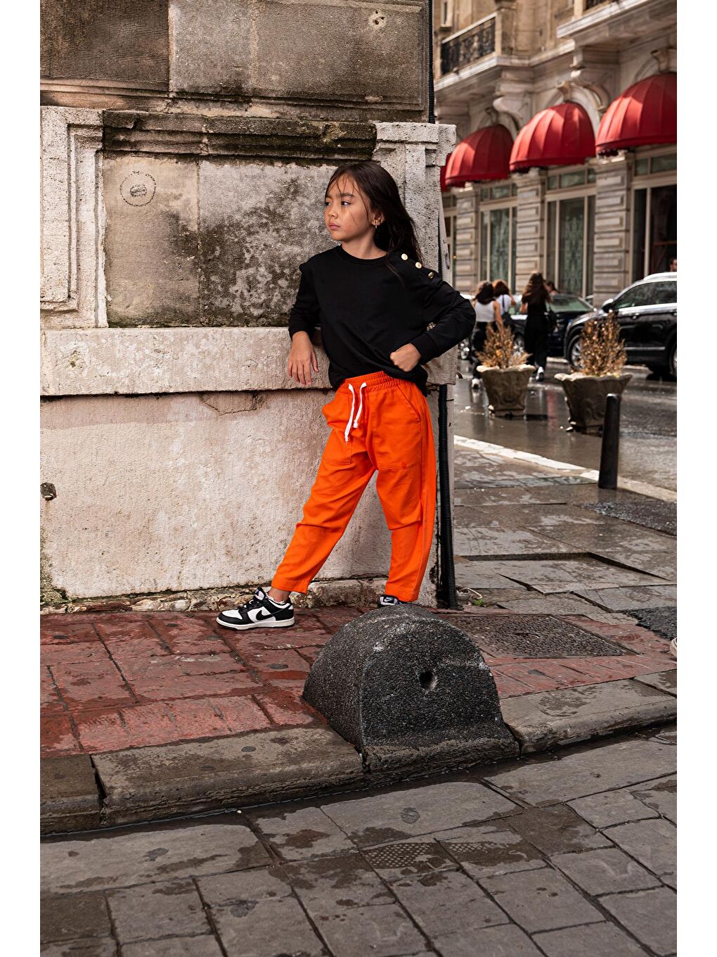 2'Li Omuz Düğmeli Turuncu Gabardin Pantolon Takım-3