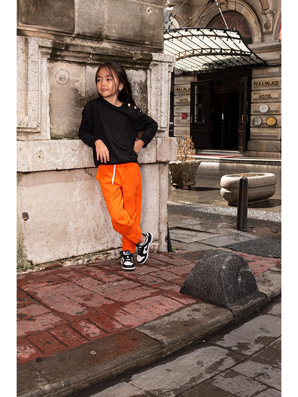 2'Li Omuz Düğmeli Turuncu Gabardin Pantolon Takım-4