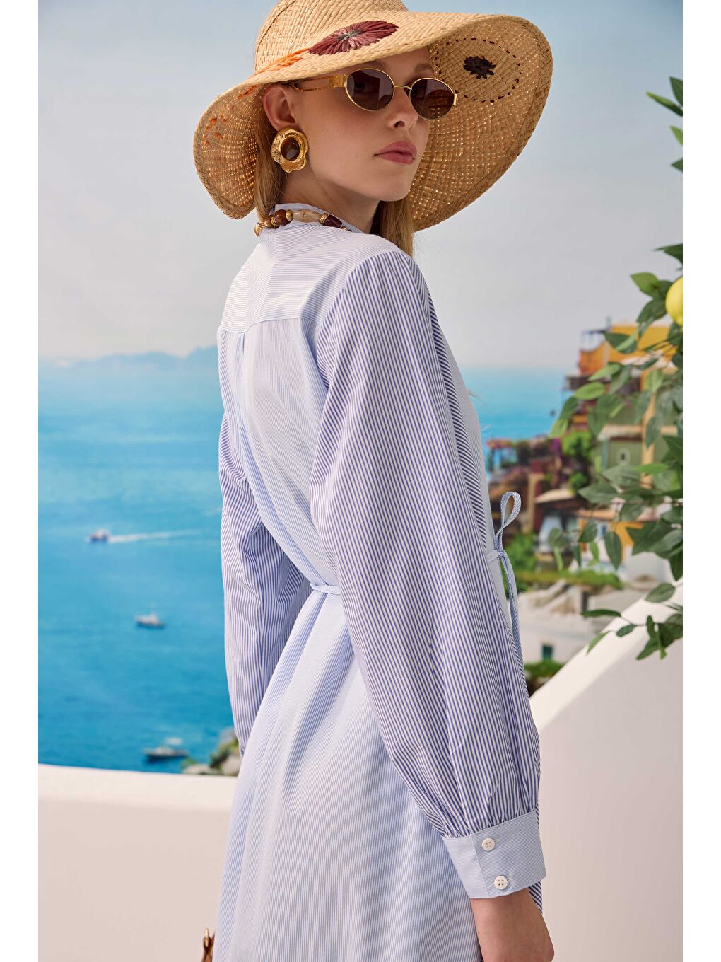 Garnili Elbise Mavi-1