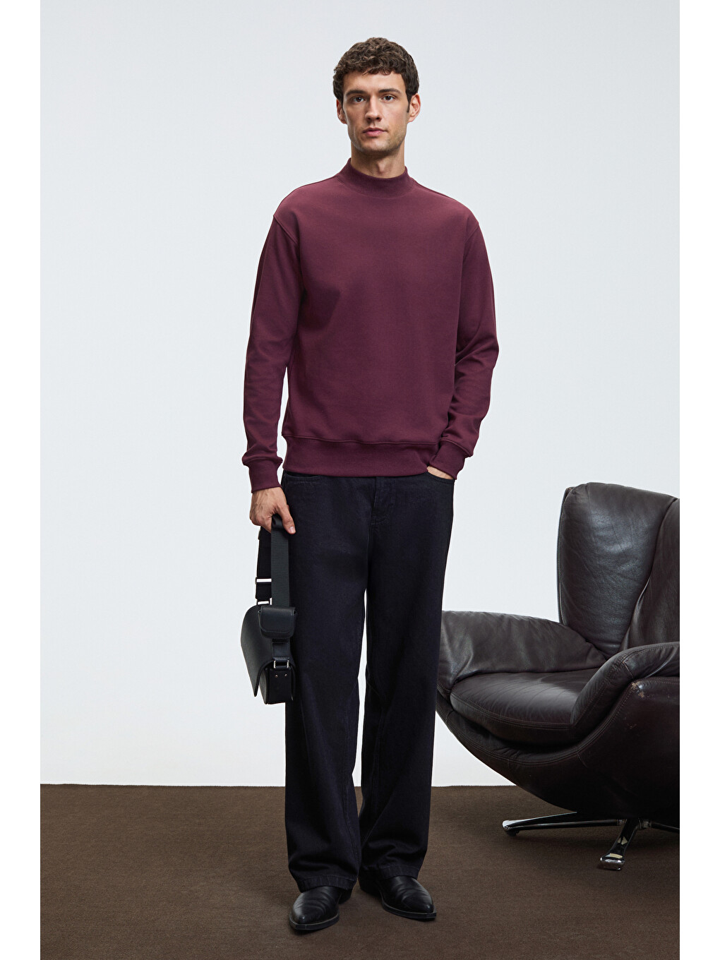 Quılla Erkek Yarım Balıkçı Basic Bordo Sweatshirt-3