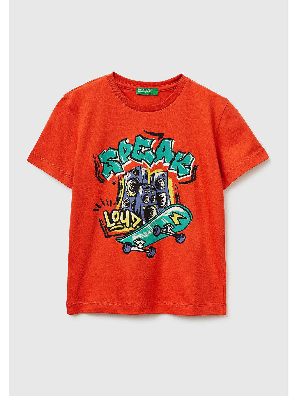 Erkek Çocuk Kırmızı Çok Renkli Baskılı Bisiklet Yaka T-Shirt