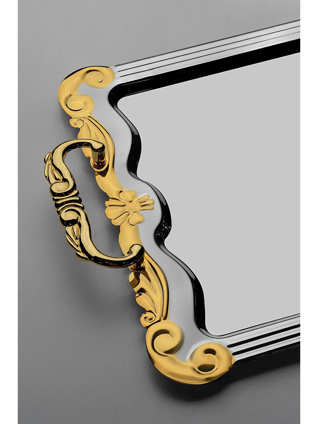 Sarı Babil Altın Saten Çelik Çay Tepsi-2