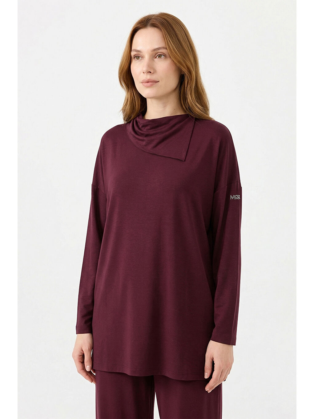 Şal Yaka Tunik 5361 Mürdüm