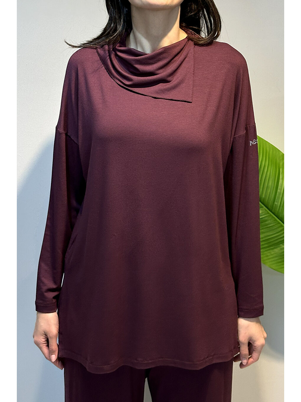 Şal Yaka Tunik 5361 Mürdüm-1