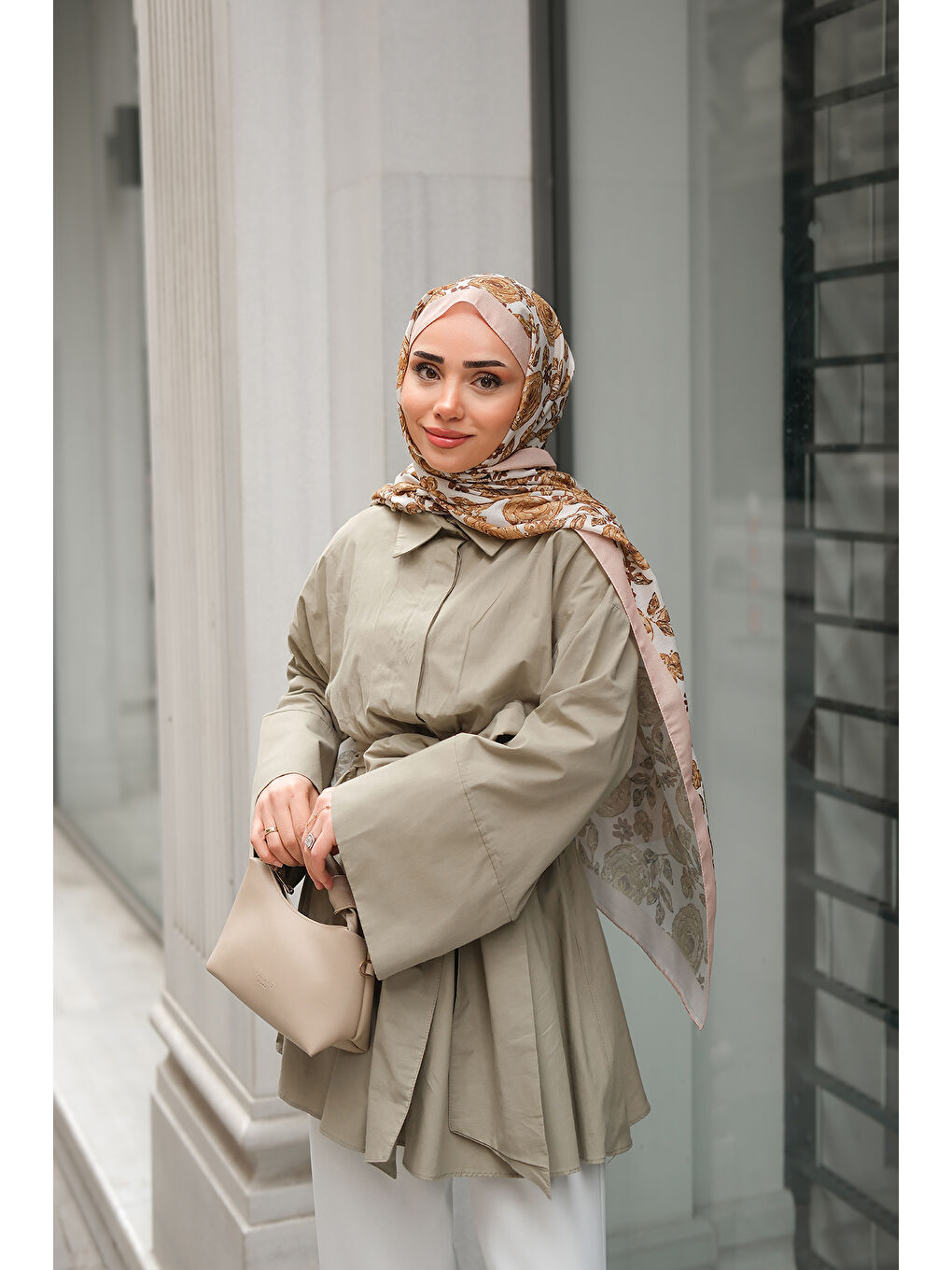 Kadın Uzun Kuşaklı Gömlek Küf Yeşil-4