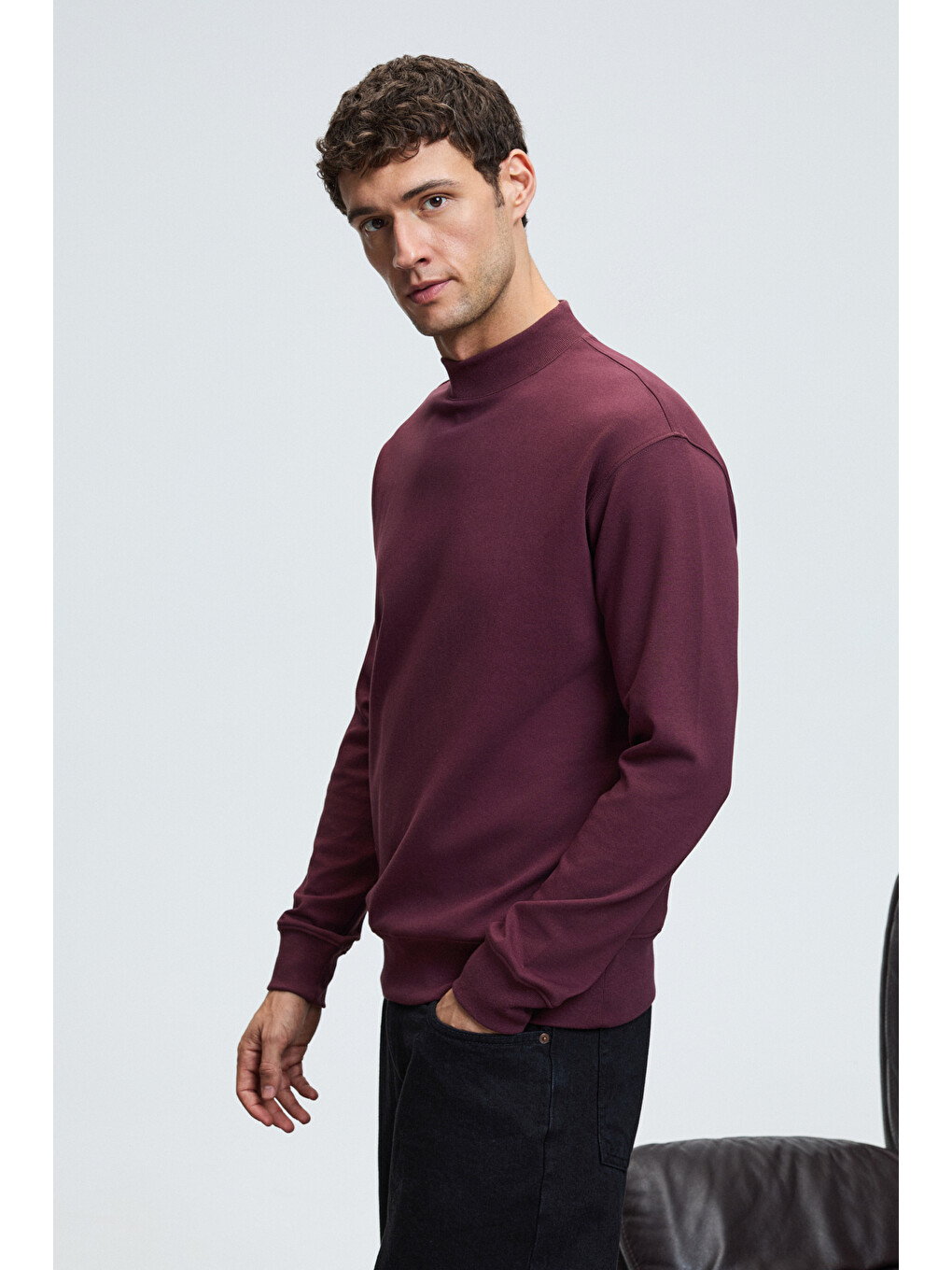 Quılla Erkek Yarım Balıkçı Basic Bordo Sweatshirt-4