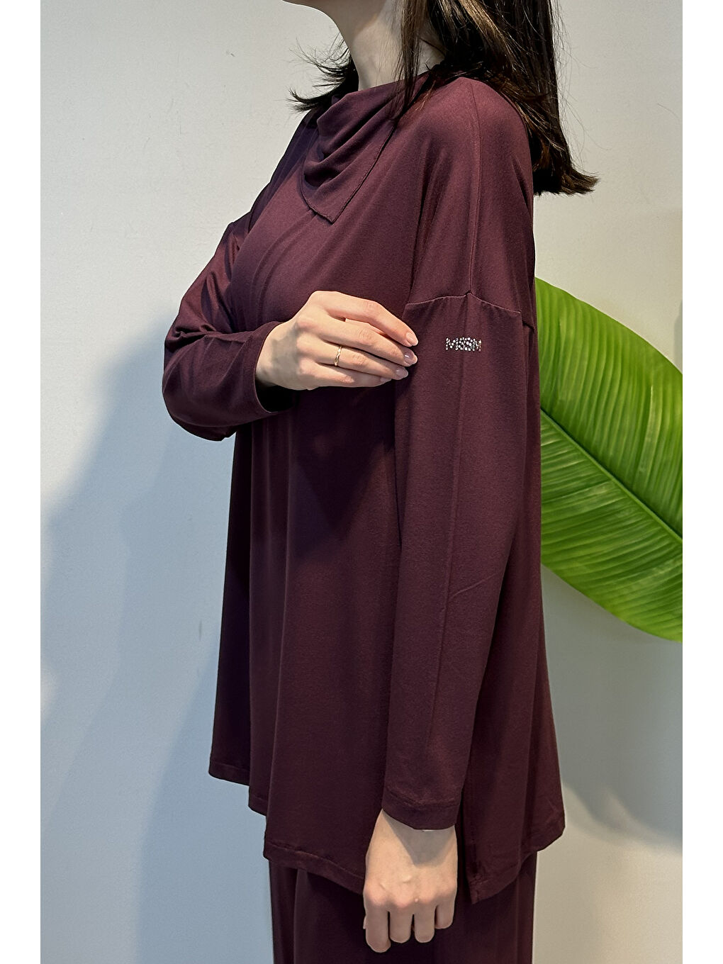 Şal Yaka Tunik 5361 Mürdüm-2