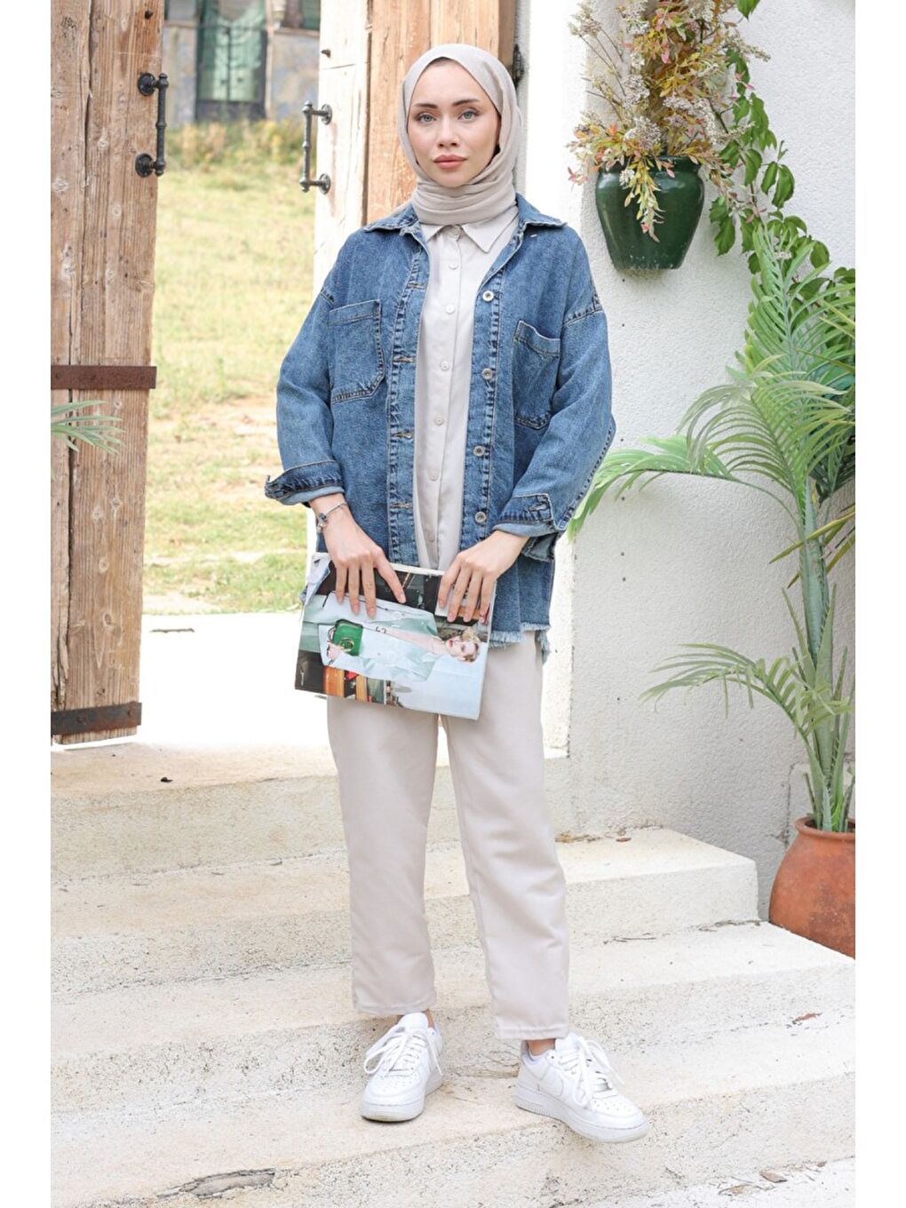 Kadın Çift Cepli Püskül Detay Jean Ceket Koyu Mavi   26576-2