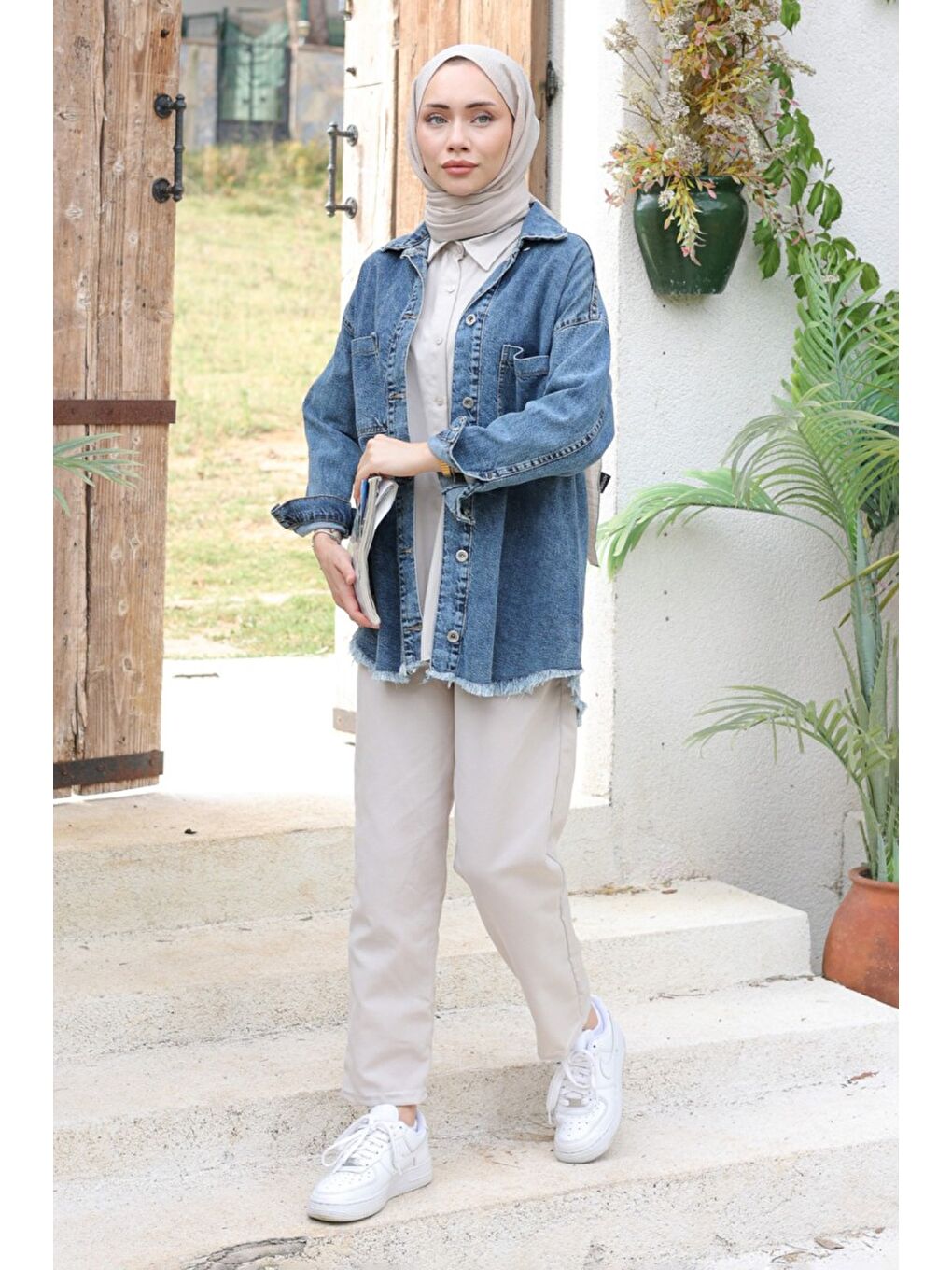 Kadın Çift Cepli Püskül Detay Jean Ceket Koyu Mavi   26576-3