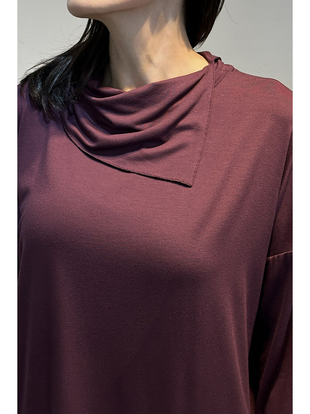 Şal Yaka Tunik 5361 Mürdüm-4