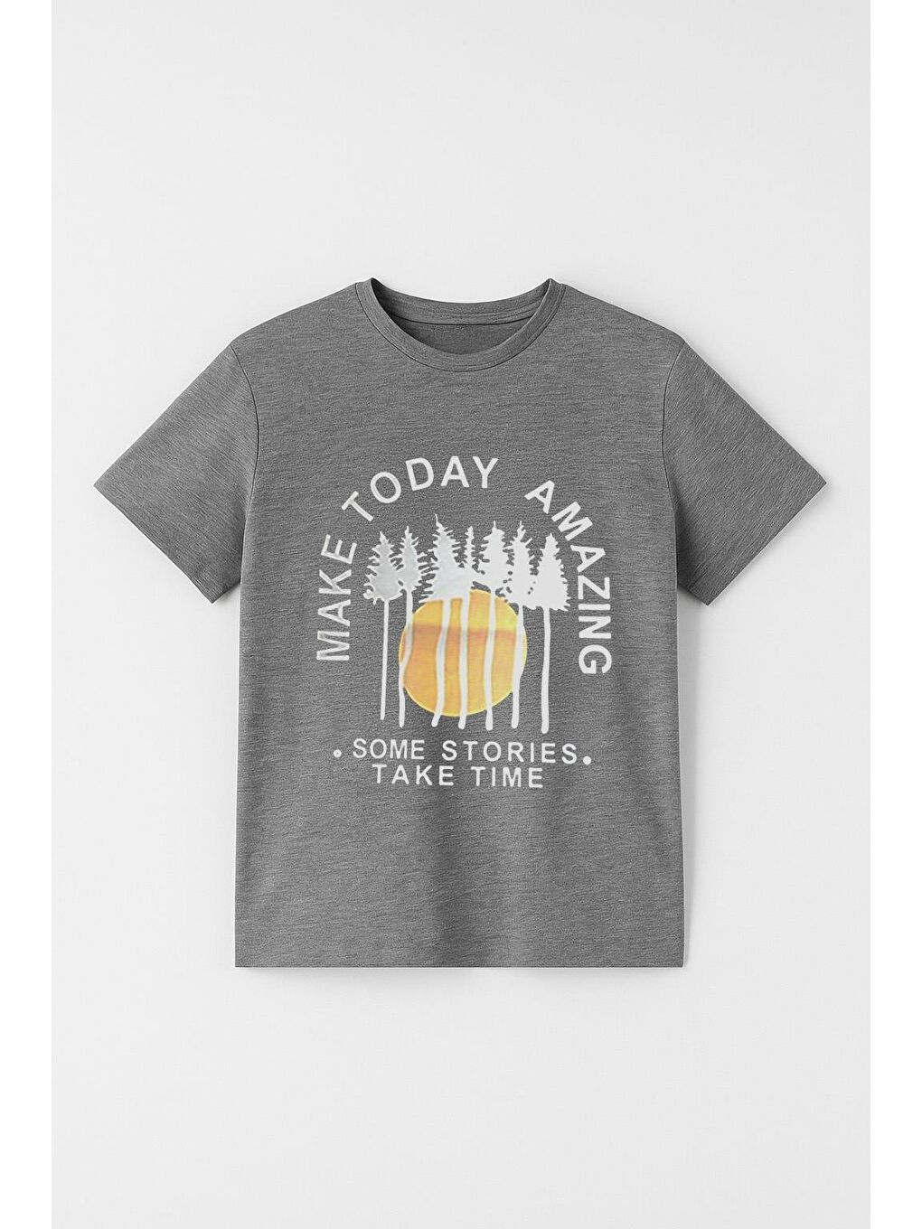Erkek Çocuk %100 Pamuklu Baskılı Kısa Kollu Tişört - Antrasit (3-4 Yaş 8-9 Yaş)-1