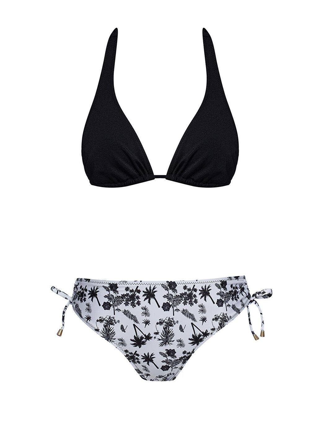 Siyah Kalın Askılı Üçgen Bikini Takım