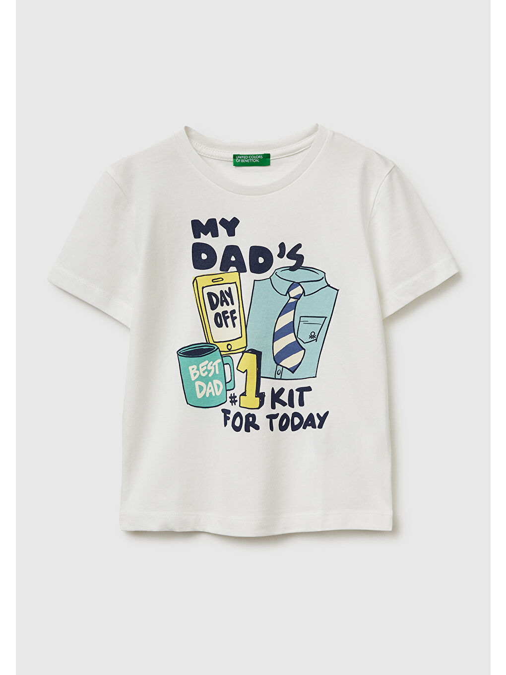 Erkek Çocuk Beyaz Çok Renkli Baskılı Bisiklet Yaka T-Shirt