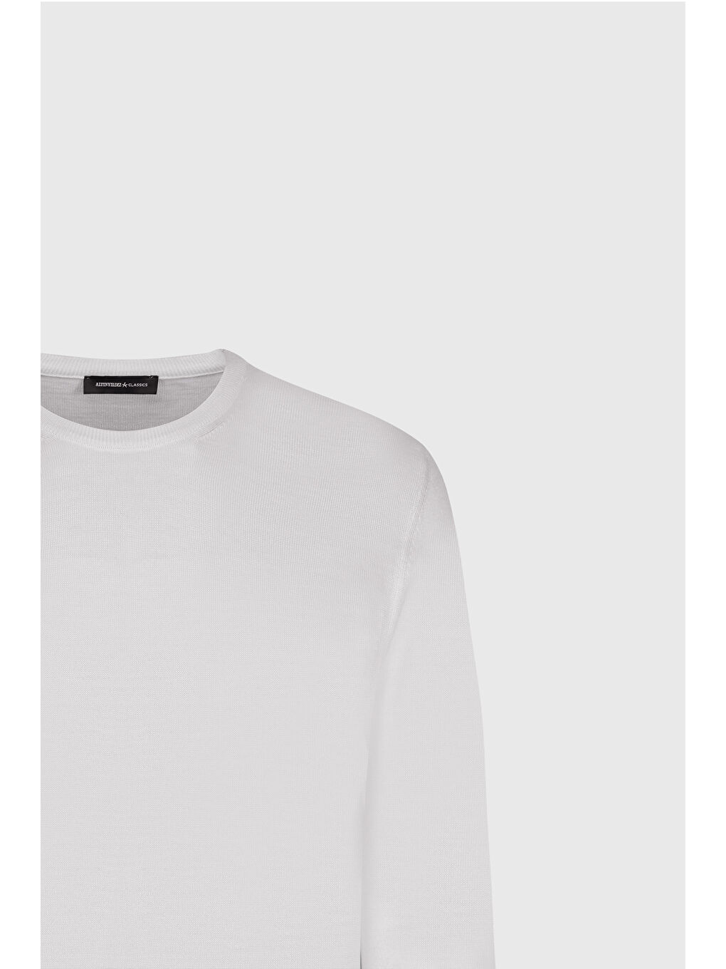 Erkek Ekru Standart Fit Normal Kesim Bisiklet Yaka Triko Kazak-7