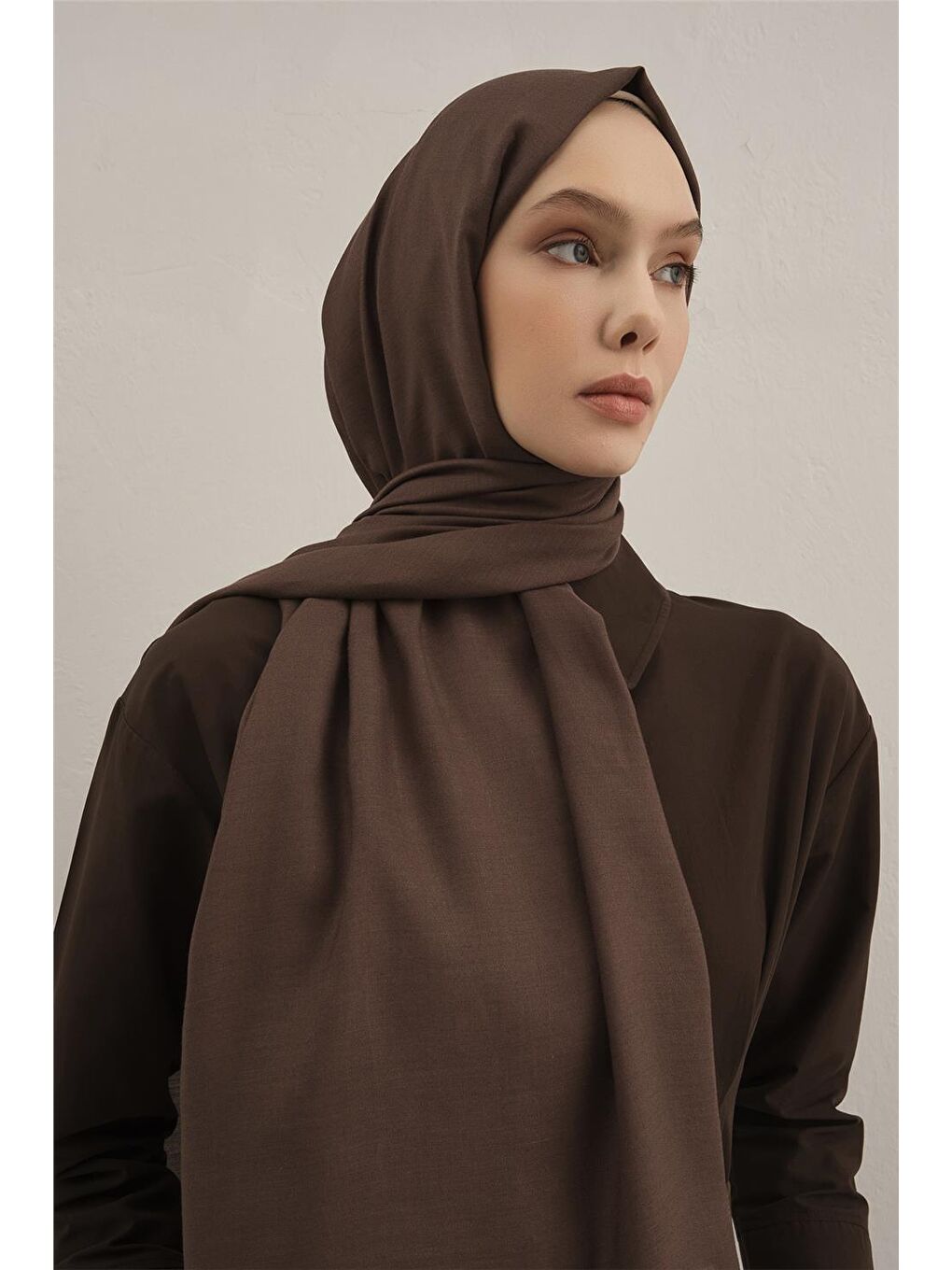 Kahverengi Logo Drop Pamuk İpek Şal 11-2