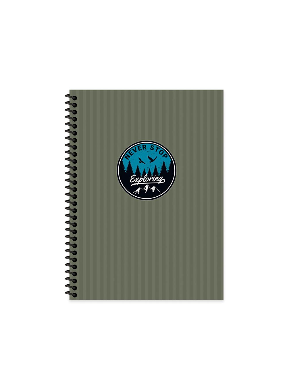 Keskin Color Çizgili Spiralli Sert Kapak Outdoor Defter Yeşil