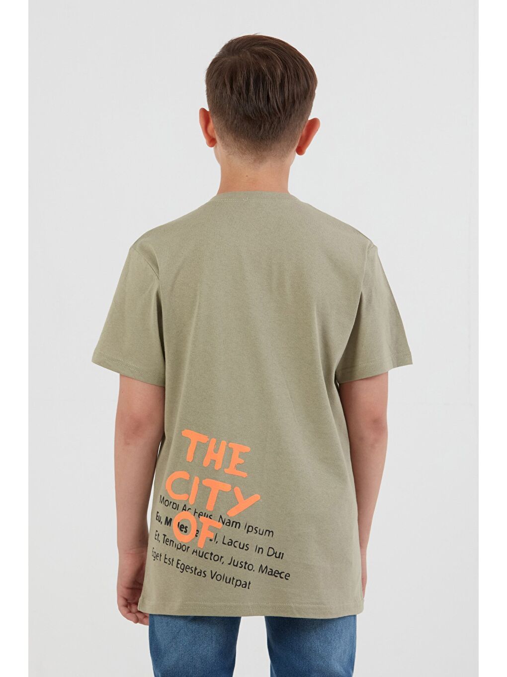 Haki %100 Pamuk Trying Baskılı Erkek Çocuk Tişört-3