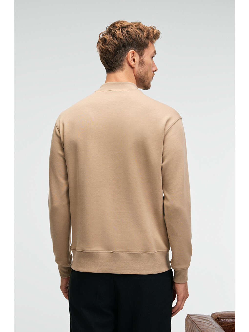 Quılla Erkek Yarım Balıkçı Basic Bej Sweatshirt-5