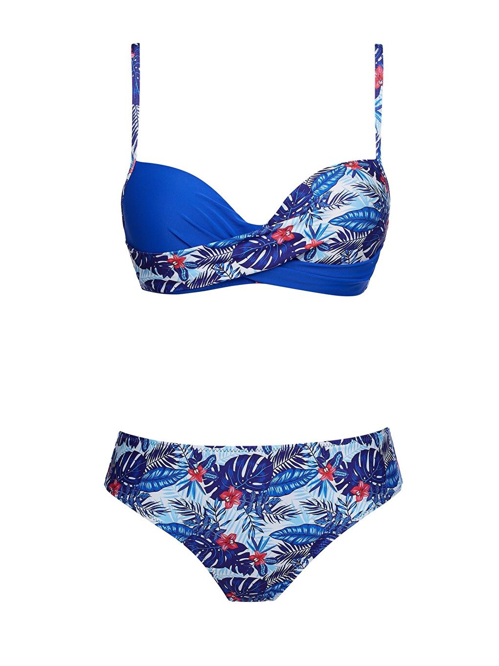 Mavi Kaplı Telli Balenli Bikini Takım