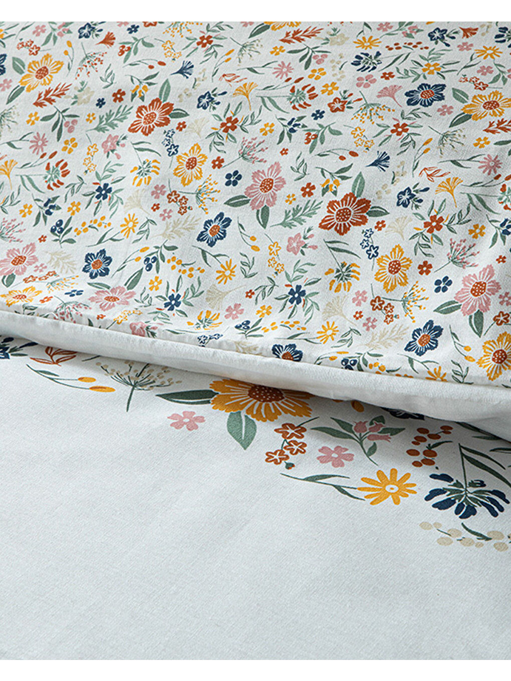 Bloomy Lines Pamuklu Ranforce Çift Kişilik Nevresim Seti 200x220 cm Sarı-3