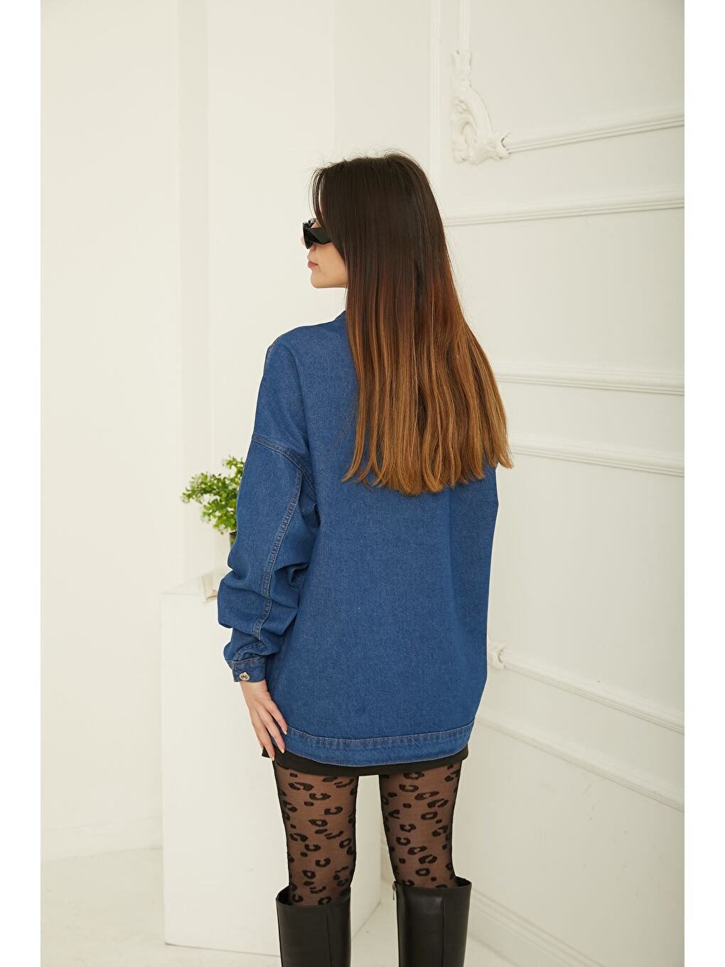 Mavi Kadın Taş Detaylı Oversize Denim Jean Ceket Jean Rengi   26572-5