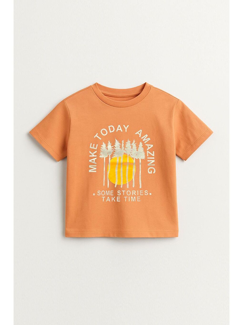 Pembe Erkek Çocuk %100 Pamuklu Baskılı Kısa Kollu Tişört - Somon (3-4 Yaş 8-9 Yaş)-1