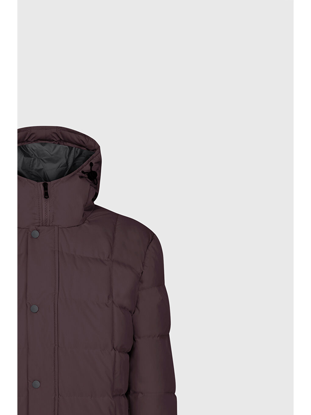 Erkek Bordo Standart Fit Normal Kesim Kapüşonlu Dik Yaka Yan Cepli Kaban-8