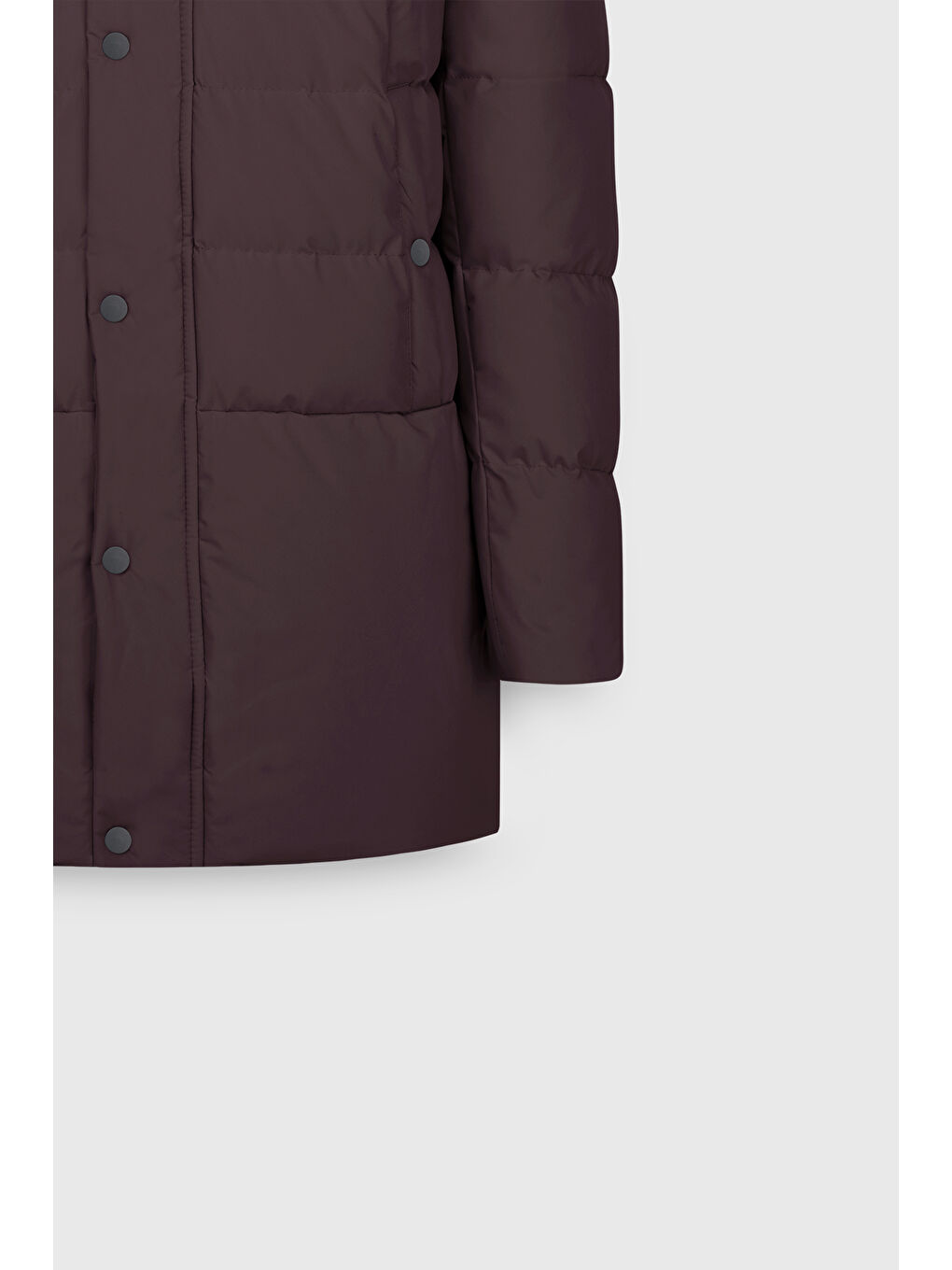 Erkek Bordo Standart Fit Normal Kesim Kapüşonlu Dik Yaka Yan Cepli Kaban-9