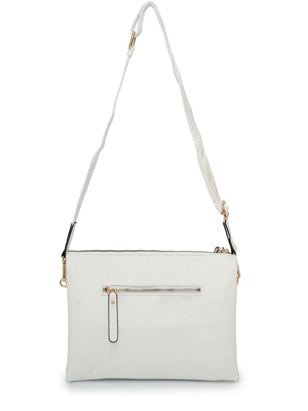 Beyaz Kapaklı Fermuar Detaylı Çapraz Askılı Çanta DJ245-2-5