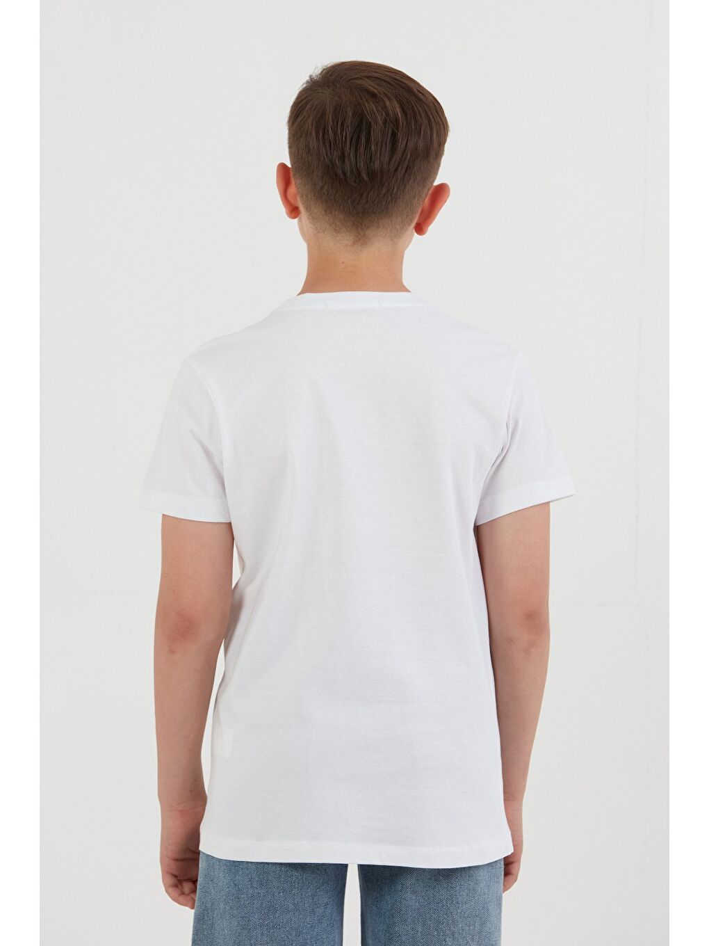 Beyaz %100 Pamuk Waves Sunset Baskılı Erkek Çocuk Tişört-3