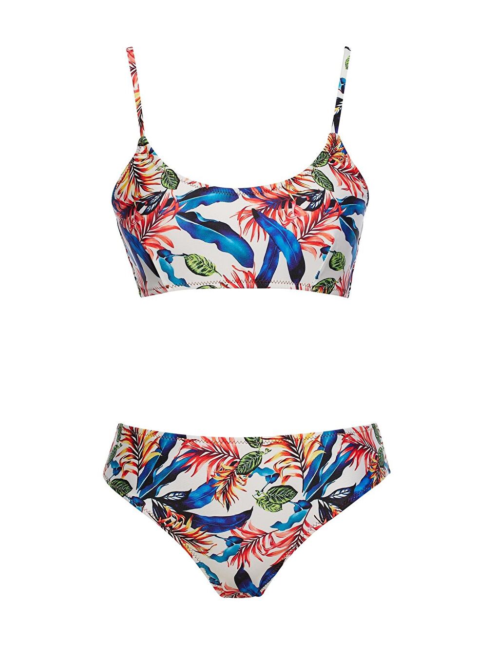 Karışık Yuvarlak Yaka Desenli Bikini Takım