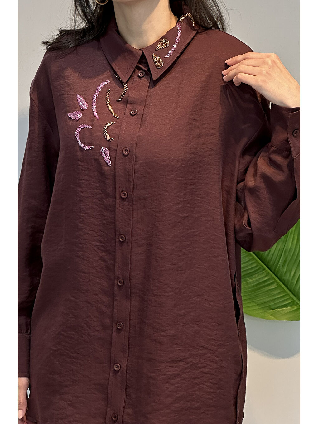 Missemramiss Elegant Flow Gömlek 5251 Bordo-2