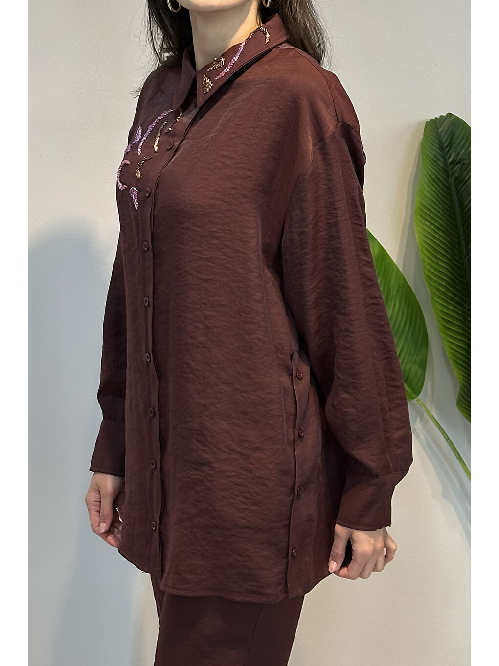 Missemramiss Elegant Flow Gömlek 5251 Bordo-3