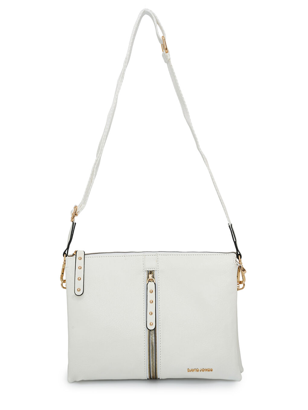 Beyaz Kapaklı Fermuar Detaylı Çapraz Askılı Çanta DJ245-2-1