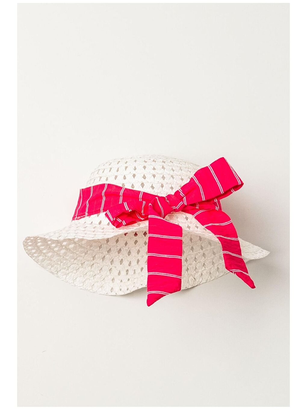 Pembe Tatlı Çizgili Şapkalı Fiyonklu Kız Bebek Elbisesi-2