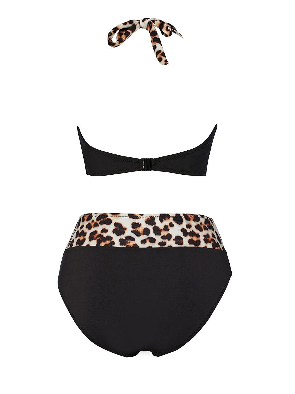 Karışık Yüksek Bel Desenli Üçgen Bikini Takım-1