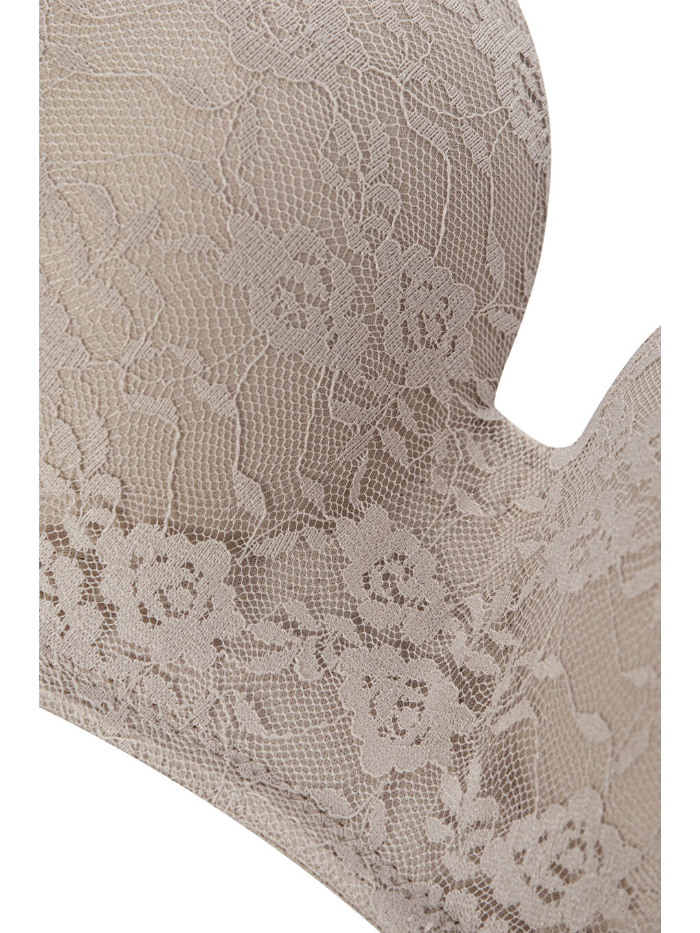 Bej Kadın Dolgusuz Lez Dantelli Desteksiz Straplez Sütyen-1