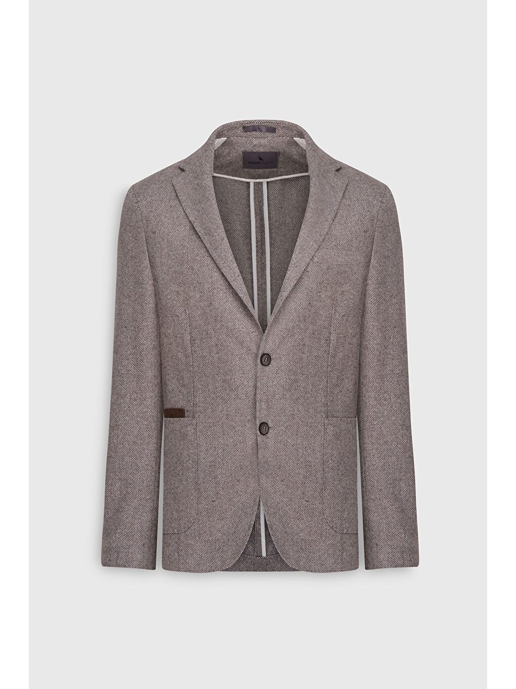 Kahverengi Erkek Kahve-Bej Slim Fit Dar Kesim Mono Yaka Desenli Torba Cepli Yün Blazer Ceket-7