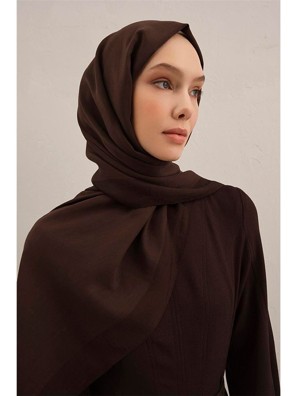 Kahverengi Bordürlü Lyocell Şal 10-2