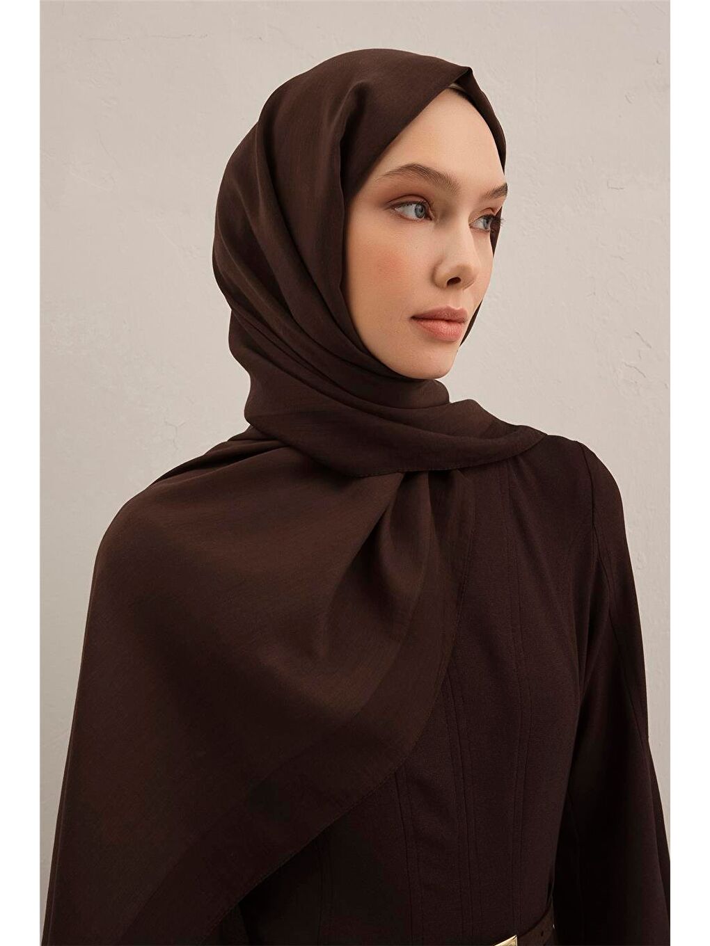 Kahverengi Bordürlü Lyocell Şal 10-3