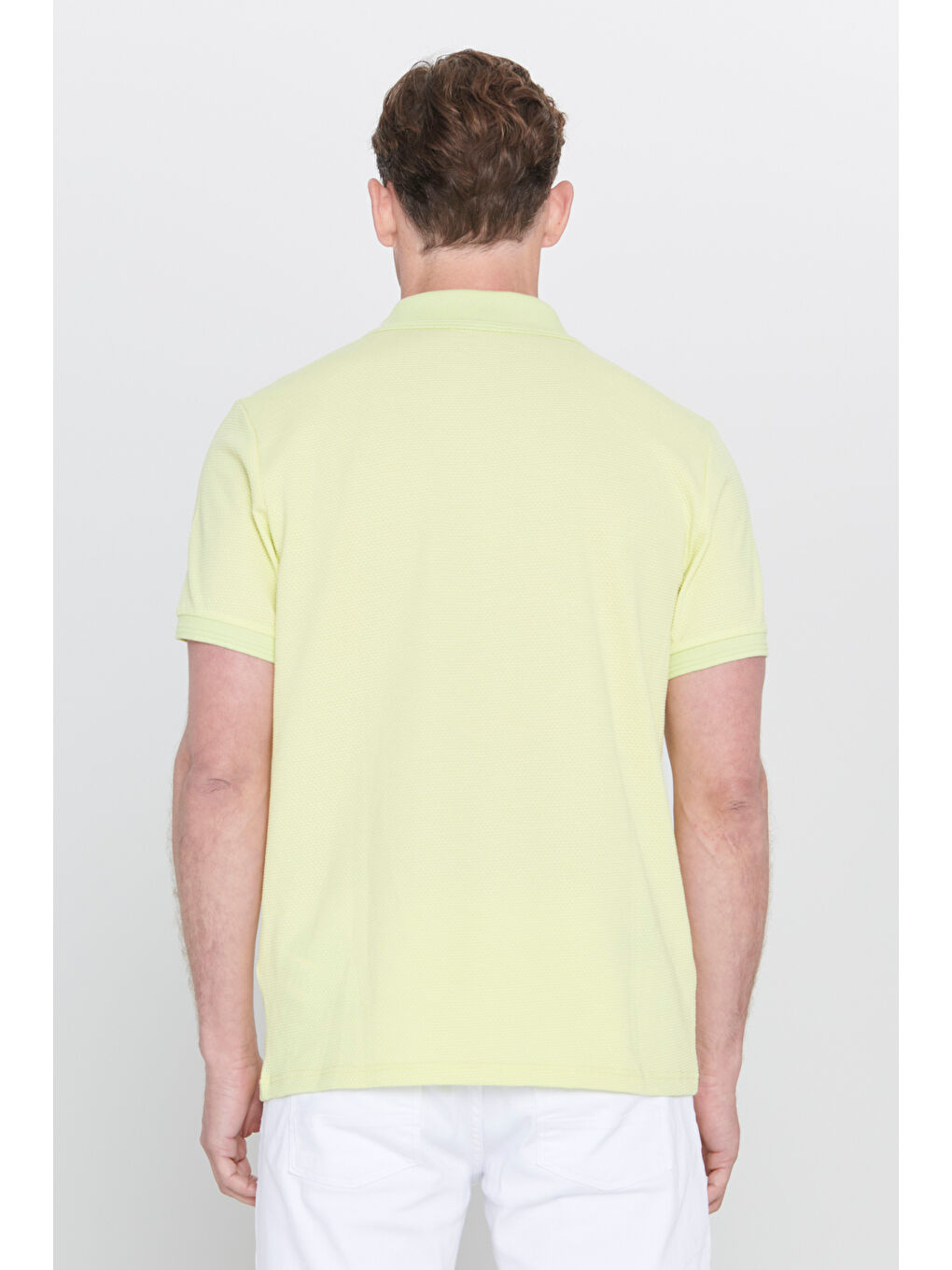 Erkek Fıstık Yeşil Slim Fit Dar Kesim Polo Yaka Baskılı Pamuklu Tişört-5