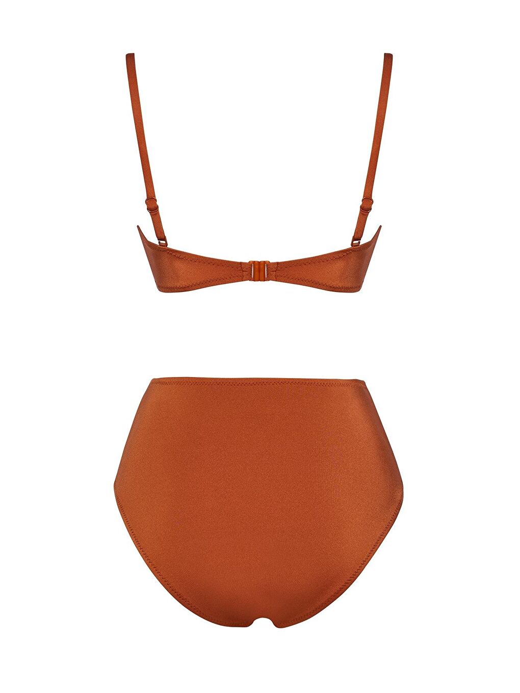 Kahverengi Straplez Özel Tasarım Aksesuarlı Bikini Takım-1