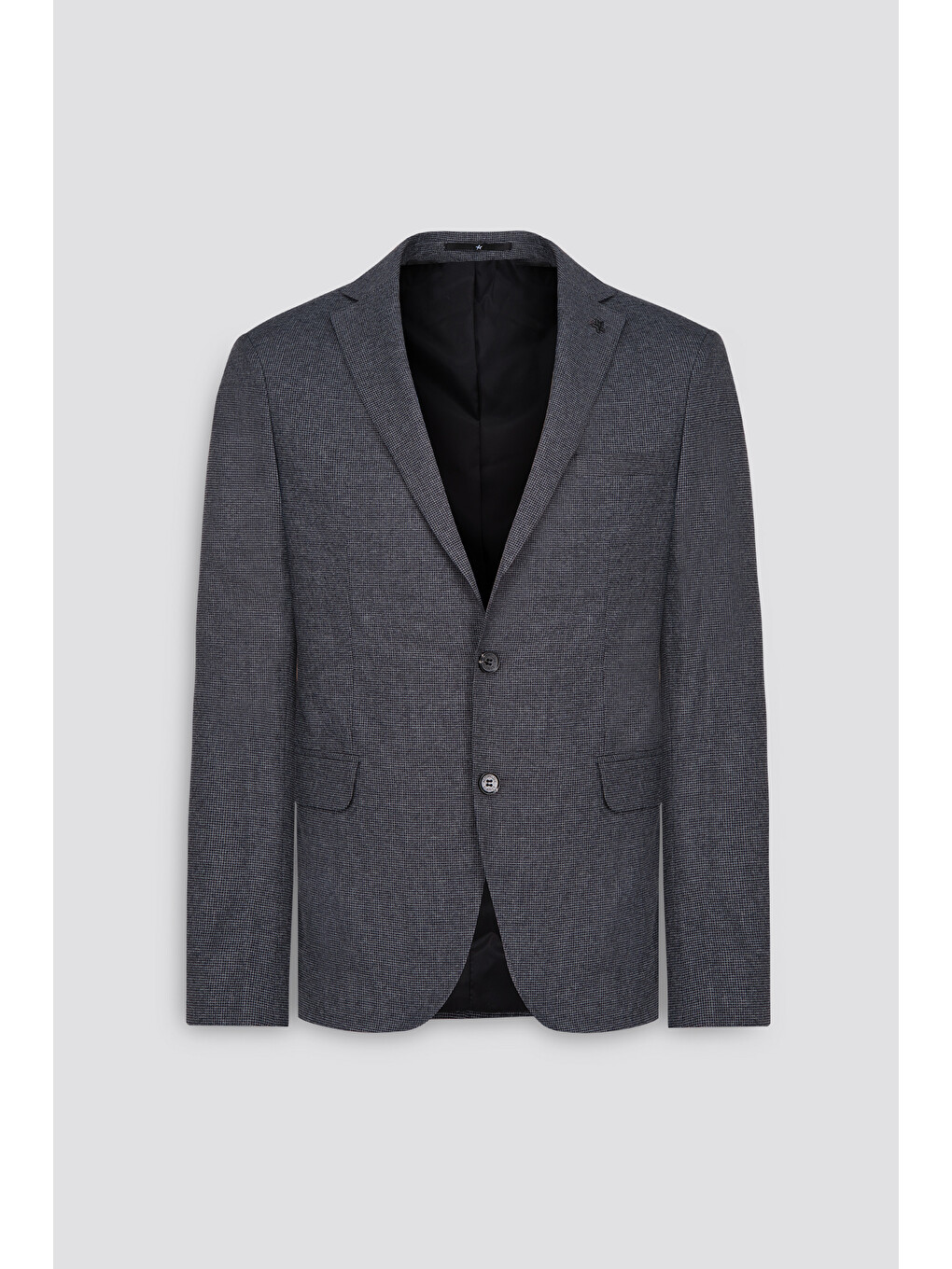Erkek Lacivert-Gri Slim Fit Dar Kesim Kazayağı Desenli Takım Elbise-8