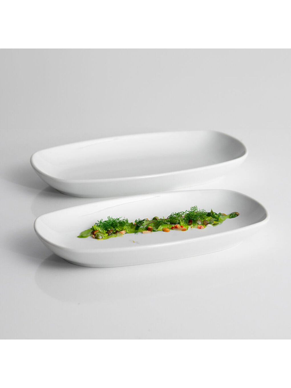 Ekru Köşeli 2 Parça 29 Cm Kayık Tabak-1