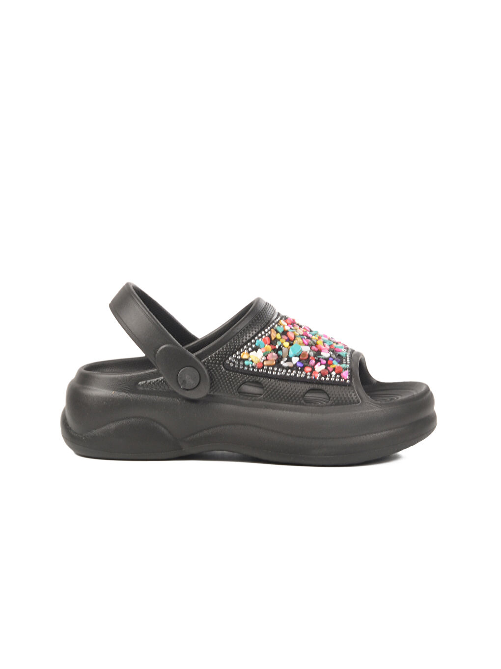 Siyah İşlemeli Hafif Eva Kadın Sabo Terlik E-800 Z