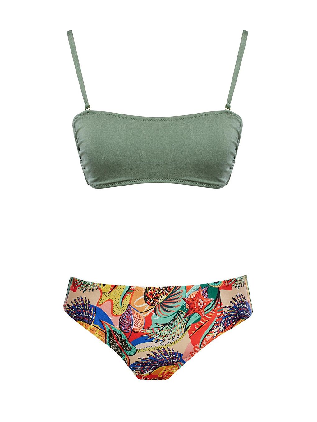 Karışık Straplez Desenli Bikini Takım